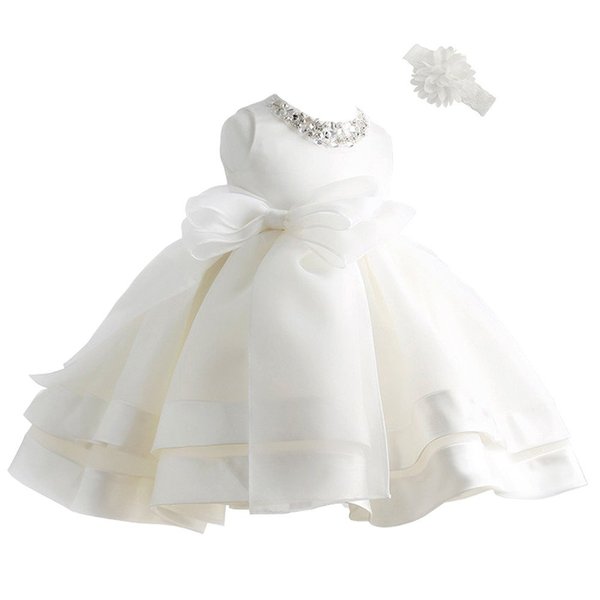 Coozy Baby Girl Dress Christening Baptism Gowns Flower Girl Special Occasion Dress (18M(16-20Months), Ivory)