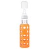 Lifefactory 9-Ounce BPA-Free Glass Baby Bottle with Protective Silicone Sleeve and Stage 2 Nipple, Papaya