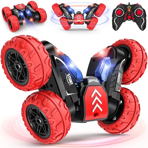 Remote Control Car, RC Cars Stunt Car Toy, 4WD 2.4Ghz Double Sided 360° Rotating RC Car with LED Lights, All Terrain Rechargeable RC Car Toys for Age 3 4 5 6 7 8-12 Year Old Boys Girls Kids Gifts