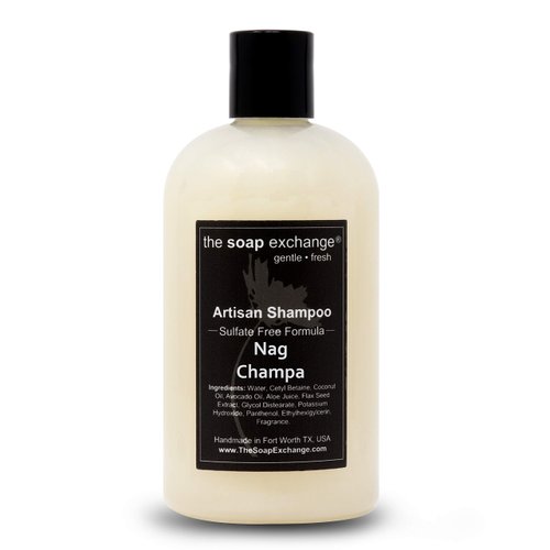 The Soap Exchange Hair Shampoo - Nag Champa Scent - Hand Crafted 12 fl oz / 354 ml Natural Artisan Hair Care, Gentle, Sulfate & Paraben Free, Cleanse, Moisturize, & Protect. Made in the USA.