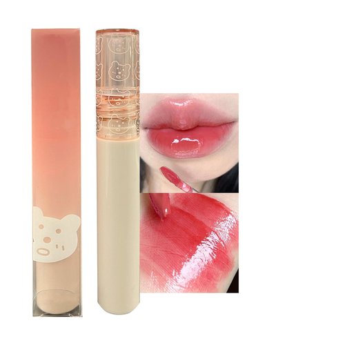 KWOLYKIM Glass Water Lifter Gloss, Hydrating Lip Gloss, Plumping Water Gloss Lip Gloss Moisturizing Sweet Lip Glaze Strawberry