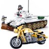 hhohio WW2 Army White Tank Building Blocks Set, T34/85 Medium Tank & R75 Motorcycle Model Kit, Military Tanks Construction Toys Gifts for Boys Kids Age 6+(741 Pcs)
