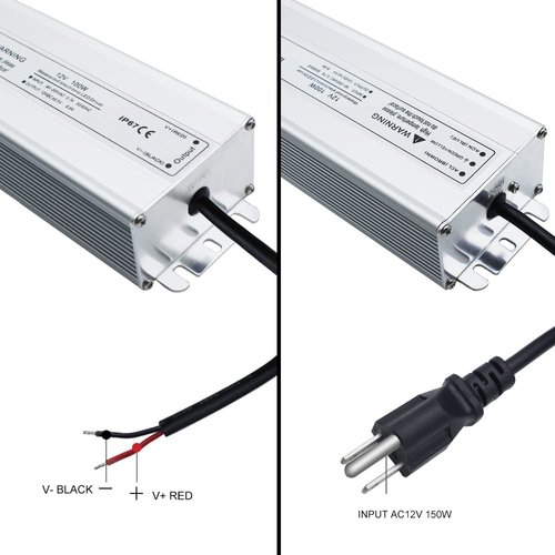 LightingWill LED Driver 100 Watts Waterproof IP67 Power Supply Transformer, 90-265V AC to 12V DC Low Voltage Output, Adapter with 3-Prong Plug 3.3 Feet Cable for Outdoor Use, Computer Project