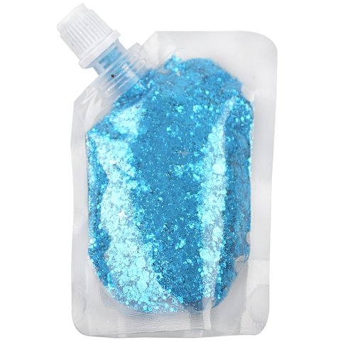 GL-Turelifes Body Glitter Gel, Easy to Apply&Remove 50ml Mermaid Sequins Chunky Glitter for Body Face Hair, Festival Glitter Halloween Costume Makeup Long Lasting Sparkling (Lake Blue(Chunky Glitter))