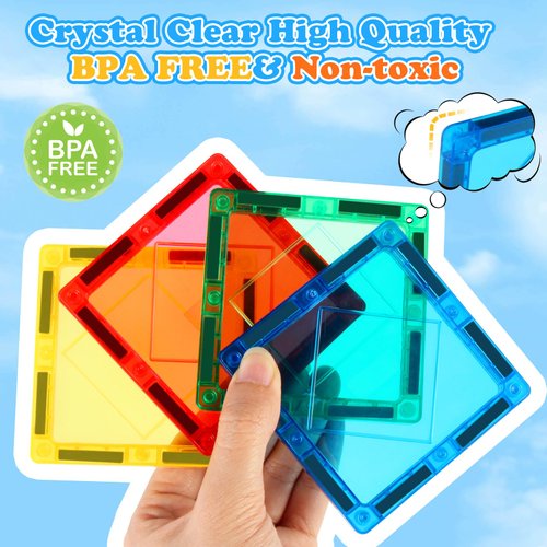 Mruikeny Magnetic Tiles Kids Toys, Magnetic Tiles for Kids Ages 3-5 5-7 Years Old, 3D Magnetic Building Blocks STEM Learning Construction Toys for Boys Girls