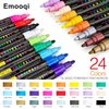 Emooqi Acrylic Paint Pens, Set of 24 Colors Paint Markers Pens for Rocks, Craft, Ceramic, Glass, Wood, Fabric, Canvas -Art Crafting Supplies