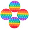Mirenlife 4 Packs Sensory Fidget Bubble Toy, Silicone Pressure Relieving Toys, Rainbow Color Silicone Squeeze Toy, Round