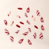 Christmas Press on Nails Almond Fake Nails Winter Red False Nails with Designs Snowflake Full Cover Acrylic Stick on Nails Glossy Glue on Nails Xmas Artificial Nails For Women Girls Manicure 24Pcs