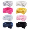 Ondder 8 Pack Spa Headbands Makeup Bow Face Wash Bowknot Headbands for Washing Face Solid Color Facial Headbands Fluffy Skincare Shower Spa Cosmetic Headband Bow Hair Band for Women Girls