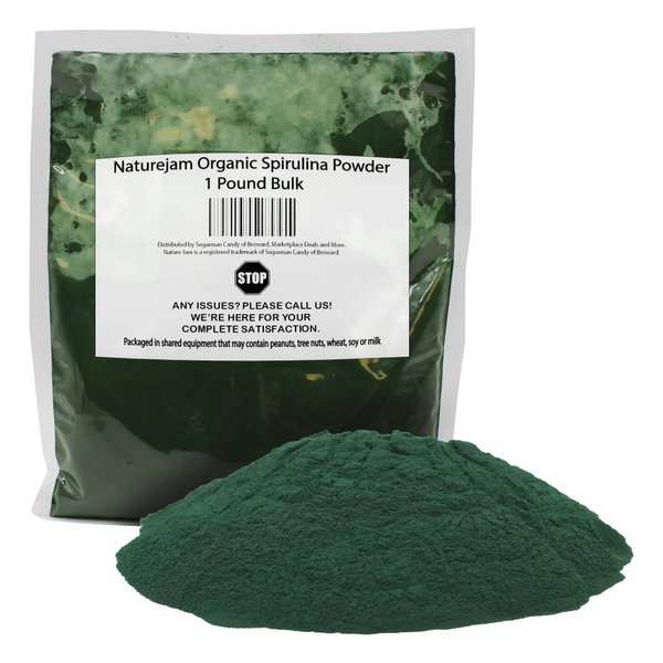 Naturejam Organic Spirulina Powder 1 Pound Bulk-Premium Culinary Grade for Smoothies