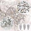 1300Pcs Crystal White Nail Art Rhinestones Crystal Clear Nail Charms 60 Multi Shapes Crystal Flatback Rhinestones Big Gems +1240 Round Beads K9 Glass Stones Diamonds jewels for Nails Faces Eyes Makeup