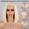 SUPERLOOK Blonde Bob Wig Human Hair 613 Lace Front Wig Human Hair 13X4 lace Front Bob Wig Human Hair Pre Plucked With Baby Hair 210% Density 613 Short Bob Wigs Human Hair for Women 10inch