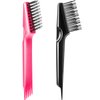 Yaomiao 2 Pieces Hair Brush Cleaner Tool 2-in-1 Hair Brush Cleaning Tool Hair Brush Remover Rake for Removing Hair Dust Mini Wet Hair Comb for Removing Dirt Home Salon Use (Black, Pink)