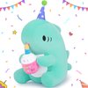 Auspicious beginning Birthday Gift Shark Plush Stuffed Animal, 11.8'' Kawaii Soft Birthday Shark Plush Toys with Holding Cute Birthday Cake Gift for Girls Boys, Children's Day, Anniversary