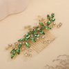 Rumtock Emerald Green Crystal Gold Hair Comb for Women Wedding Bridal Hair Piece Handmade Side Headpiece with Rhinestones (Emerald)