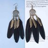 Sttiafay Boho Black Feather Dangle Earrings Long Feather Tassel Earrings Vintage Tribal Feather Earrings Gold Feather Drop Earrings Jewelry for Women