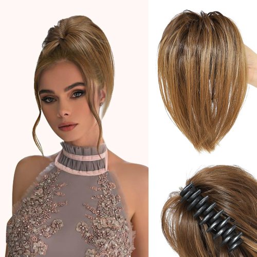 MSCHARM Messy Bun Hair Piece Claw Clip Hair Buns for Women, Brown Mix Light Brown