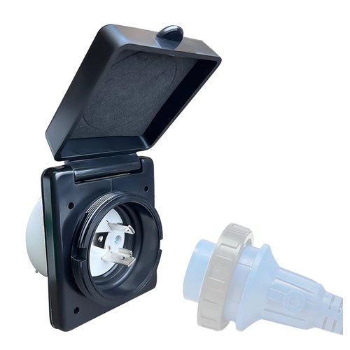 30 Amp RV Plug Power Inlet Box,NEMA L5-30P Shore Power Inlet Replacement for 3 Prong 30 Amp 110/120 Volt RV Extension Cord with Twist Lock - 30 Amp RV Receptacle 125 Volt 3750 Watts,ETL Listed(Black)