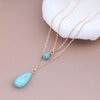 TseanYi Boho Teardrop Turquoise Neckalce Layered Turquoise Pendant Neckalce Gold Circle Turquoise Choker Necklace Vintage Layering Turquoise Water drop Necklace