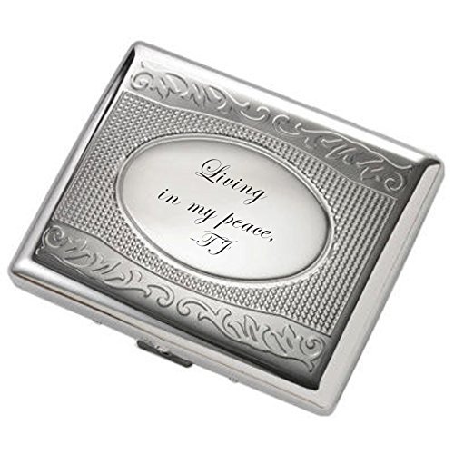 Personalized Oval Silver Double Sided Cigarette Case Engraved Free - Ships from USA
