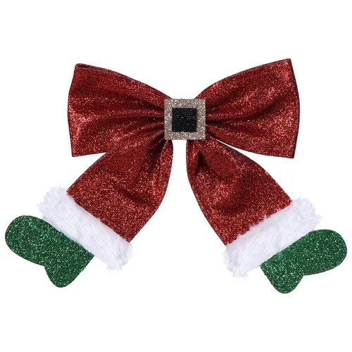 Christmas Hair Bow Clip 6.5 Inch Red Christmas Stocking Hair Clip Kids Girls Women Sparkly Glitter Holiday Hair Accessories for Xmas Party Decor