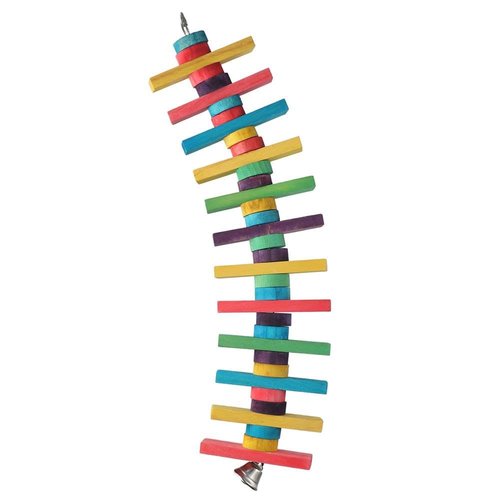 GetCoupon Bird Chew Toy, Natural Wood Blocks with Bell, Colorful Wooden Blocks Bird Chewing Toy, Hanging Wood Chew Blocks