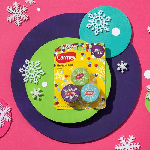 Carmex Medicated Lip Balm Holiday Jars, 9 Count (3 Packs of 3)