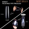 UNA GELLA Full Cover Nail Tips Square Gel Nails 120 PCS No C Curve XXL Extra Long Straight Curved Fake Tapered For Acrylic Salon Home DIY with Box