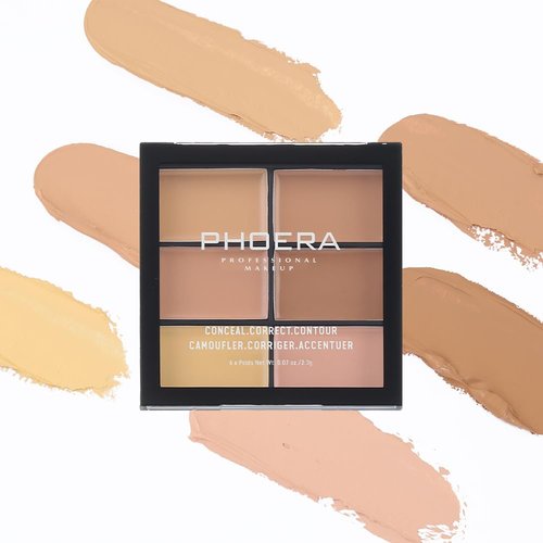 PHOERA Concealer Palette,Cream Contour Face Palette Makeup All In One Color Corrector.(02 Medium)