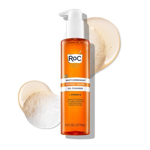 RoC Multi Correxion Revive + Glow Gel Facial Cleanser With Vitamin C, & Glycolic Acid, Paraben-Free, Sulfate-Free Skin Care, Stocking Stuffers for Men & Women, 6 Ounces