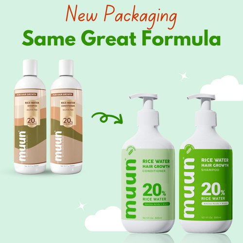 Muun Rice Water Shampoo and Conditioner Set for Hair Growth, Regrowth, Thinning Hair and Anti Hair Loss, Fall with Natural Ingredients including Biotin, Keratin and Caffeine, Men and Women.