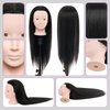 Neverland Beauty Mannequin Head with 50% Real Human Hair, 24 Inch Makeup Cosmetology Manikin Practice Head with Hair, Braiding Hairdressing Doll Head for Hair Styling with False Eyelashes #1B