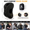 Inflatable Travel Pillow,Multifunction Travel Neck Pillow for Airplane to Avoid Neck and Shoulder Pain,Support Head,Neck,Used for Sleeping Rest, Airplane and Home Use,with Eye Mask, Earplugs, Black