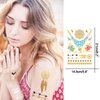 Metallic Gold Henna Temporary Tattoos 80+ Mandala Tattoos Flowers, Mandalas, Elephants Waterproof Nontoxic Long Lasting for Beach, Festivals, & Parties