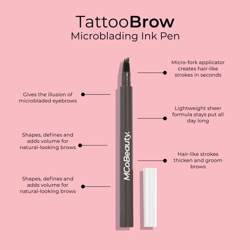 MCoBeauty Tattoo Eyebrow Microblading Ink Pen, Light/Medium, Hair-Like Strokes, Lightweight and Long-Lasting, Vegan, Cruelty Free Cosmetics