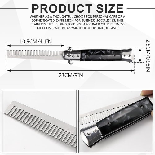 DOERDO Butterfly Comb, Stainless Steel Foldable Pocket Comb Oil Hair Comb Foldable Hairstyling Brush for Beard, Mustache