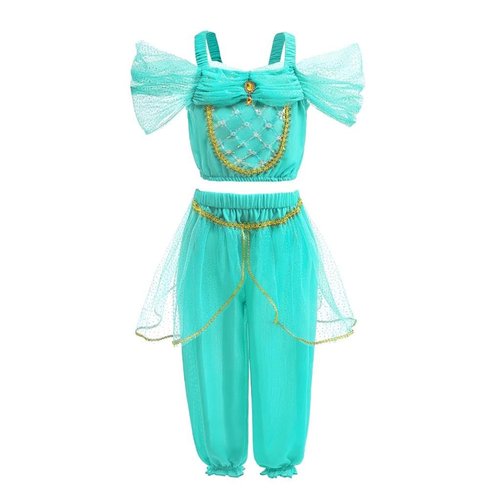 Dressy Daisy Toddler Girls 2 pieces Arabian Princess Fancy Dress Up Costumes for Halloween Party with Top and Pants Size 6-7