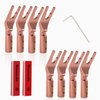 Monosaudio Speaker Spade Connector, 8 Pcs Pure Copper 45 Degree Screw Locking Y Spade Speaker Wire End Connector, HiFi Speaker Fork Spade Plug with Heat Shrink Tubes For 6AWG to 15AWG DIY Speaker Wire
