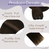 Full Shine Brown Weft Hair Extensions Real Human Hair Straight Remy Hair Bundles 105G Double Weft Extensions Dark Brown Sew In Hair Extensions Real Human Hair Weave Extensions Human Hair Wefts 24 Inch