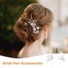 OIIKI 4PCS Wedding Pearl Flower Hair Clips, Bridal Rhinestone Pearl Hair Pins, U Shape Wedding Hair Accessories for Brides, Women, Girls - Silver (2 styles)