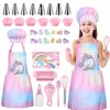 Gemeer Children’s Cooking and Baking Set 34-Pcs Includes Apron for Little Girls, Chef Hat, Oven Mitt & Utensil to Dress Up Chef Career Role Play for 3-7 Years