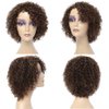 Kinky Curly Short Wigs for Black Women Human Hair Chocolate Brown Mix Medium Auburn