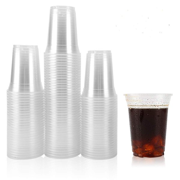 Plastic Cups, 100 Pack 14 Oz Clear Plastic Cups, Plastic Cups 14 Oz Clear Cups, Disposable Clear Plastic Cups Water Cups Disposable Cups, 14 Oz Water Clear Plastic Cups Clear Plastic Cups Plastic Cups