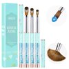 3PCS Acrylic Nail Brush Set, Size 6/10/14. Kolinsky Hair,Oval Crimped Pressed Shaped Acrylic Nail Brushes,Blue Metal Handle Acrylic Powder Brush Set Professional Manicure For DIY Home Salon