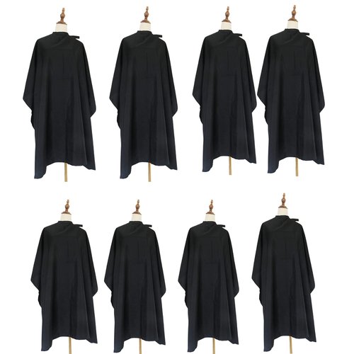 Salon Barber Hairdressing Capes with Snaps Hair Cutting Cape Hair Stylist for Women Men Adults Kids Black Waterproof (8PCS)
