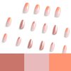 BAOYAALIN Orange Ombre Press on Nails Short Medium Coffin Fake Nails with Glitter Design Glue on Nails for Women Girls Acrylic Ballerina False Nails Stick on Nails Press on Nail for Wedding 24Pcs
