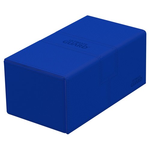 Ultimate Guard Flip 'n' Tray 200+, Deck Case for 200 Double-Sleeved TCG Cards +Dice Tray, Blue, Independent Magnetic Closure & Microfiber Inner Lining