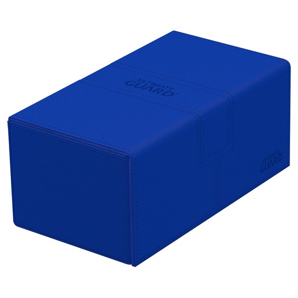 Ultimate Guard Flip 'n' Tray 200+, Deck Case for 200 Double-Sleeved TCG Cards +Dice Tray, Blue, Independent Magnetic Closure & Microfiber Inner Lining