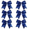 Metallic Sequin and Holographic 8 Inch Cheer Bow Cheerleader Cheerleading Jumbo Cheer Bow Hair Tie(Blue Sequin)
