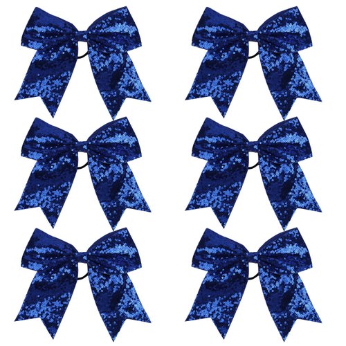 Metallic Sequin and Holographic 8 Inch Cheer Bow Cheerleader Cheerleading Jumbo Cheer Bow Hair Ti...